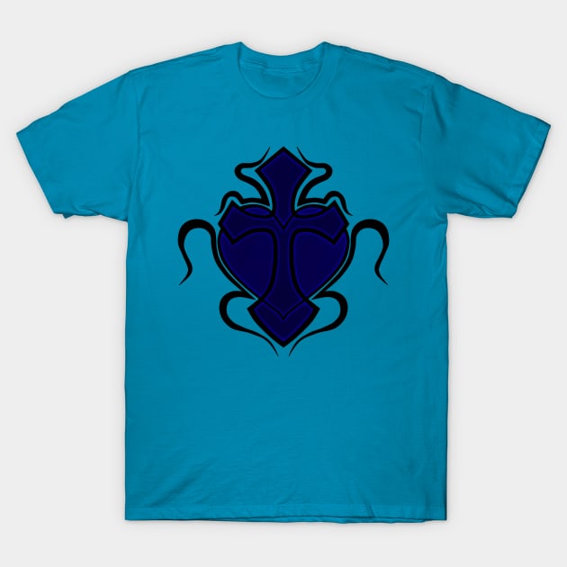 Cross & Heart - Blue T-Shirt by ForsakenSky